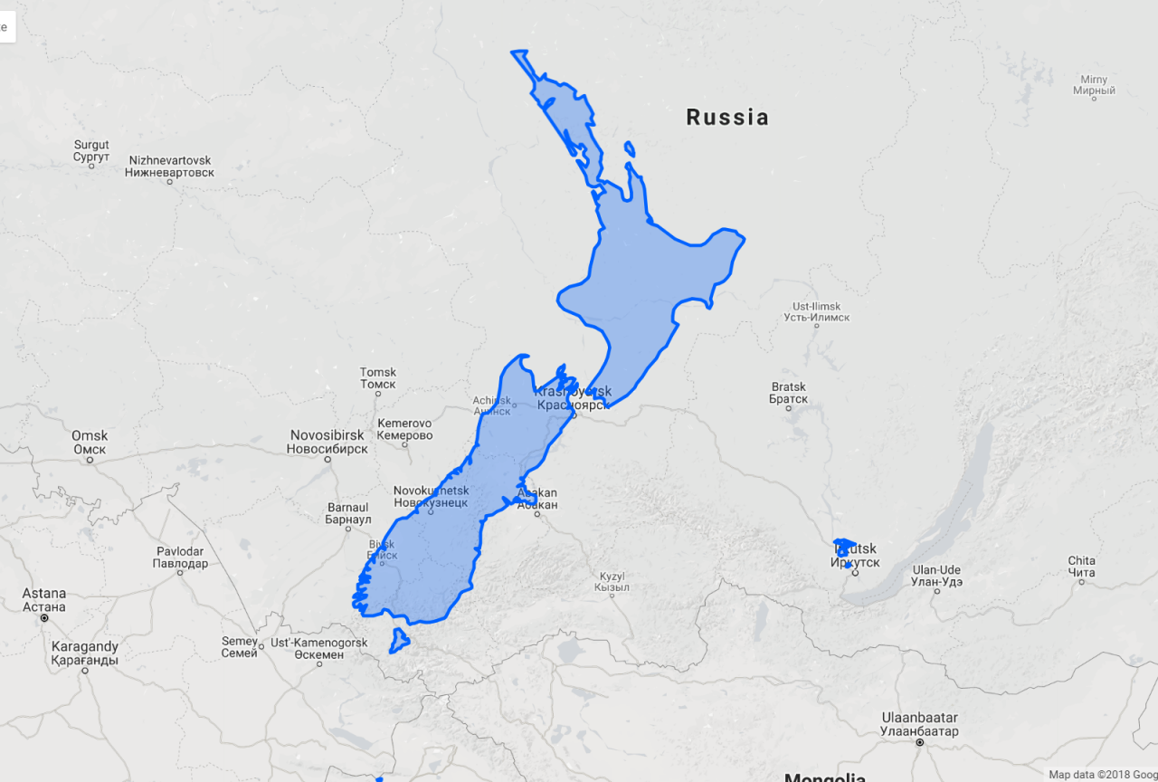 The true size of New Zealand